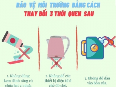 THAY ĐỔI BA THÓI QUEN ĐỂ BẢO VỆ MÔI TRƯỜNG