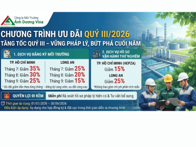 [Ưu đãi Quý III/2026] Tăng Tốc Hồ Sơ Môi Trường – Giảm Đến 35% Cùng Môi Trường Ánh Dương