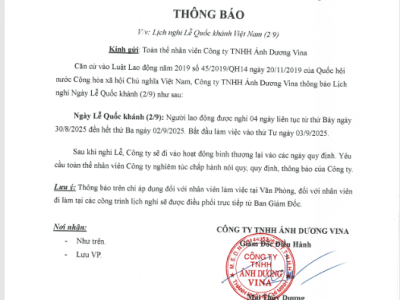 Thông báo lịch nghỉ Lễ Quốc khánh 2/9 năm 2025