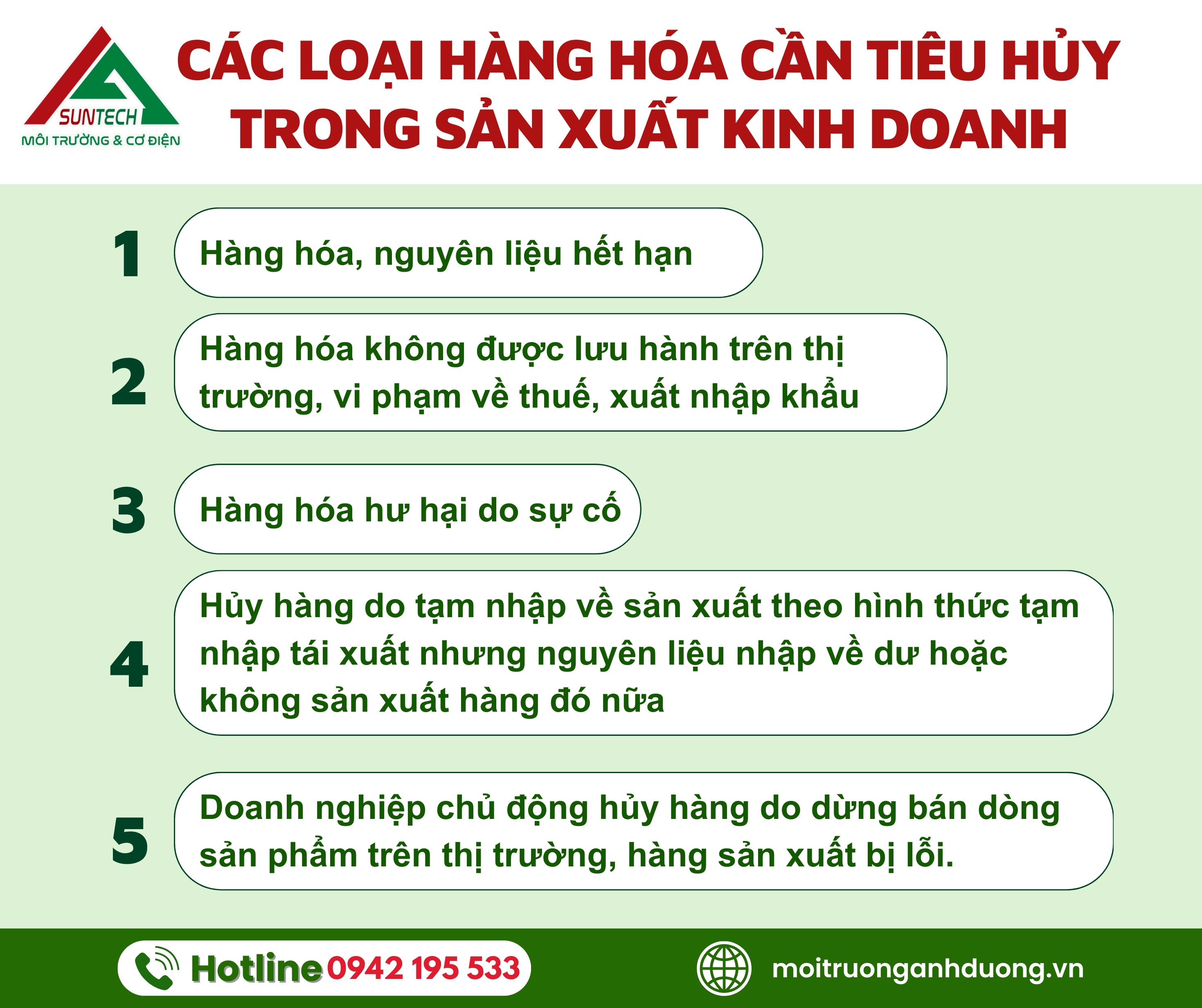 các loại hàng hóa cần tiêu hủy