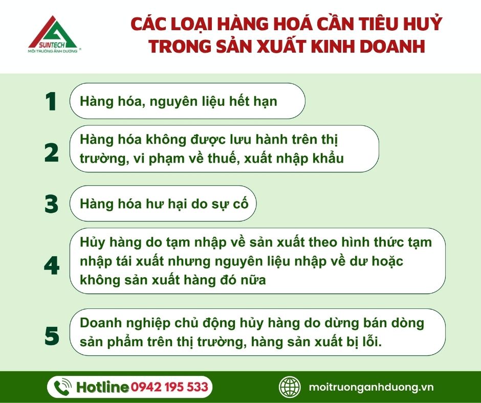 các loại hàng hóa cần tiêu hủy